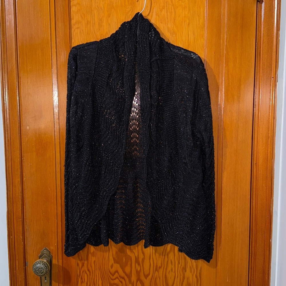 AVA Black Open Knit Cardigan